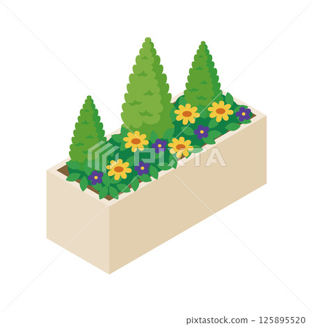 Isometric illustration of city shrubbery Isometric illustration of city shrubbery 125895520