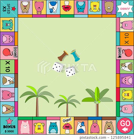 Frame of monopoly board game ,Funny frame for children , Vector illustrations. Frame of monopoly board game ,Funny frame for children , Vector illustrations. 125895841