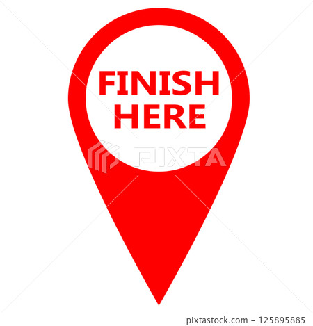 Finish here red icon banner design. Finish here symbol. banner finish here sign. flat style. 125895885