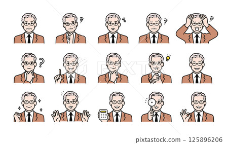 高級男性管理人員的面部表情插圖集 125896206