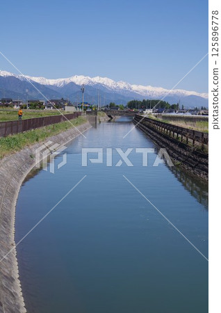 信州安曇野市的「四化瀨」灌溉設施一景。江戶時代開鑿的灌溉安曇野（穗高柏原地區）的水渠 125896778