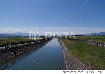 信州安曇野市的「四化瀨」灌溉設施一景。江戶時代開鑿的灌溉安曇野（穗高柏原地區）的水渠 125896791