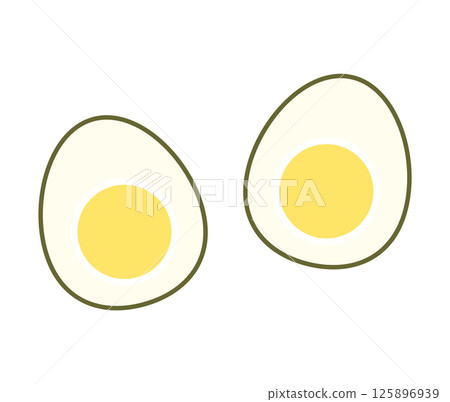 Icon illustration of boiled egg cut in half 125896939