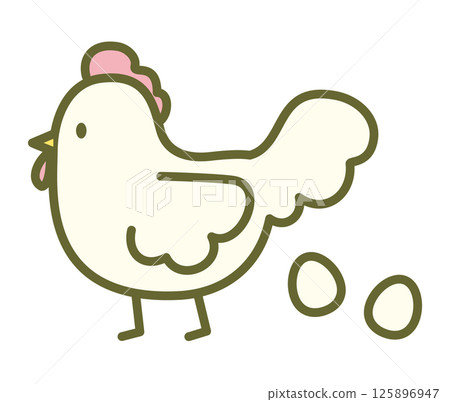 Icon illustration of a chicken laying eggs 125896947
