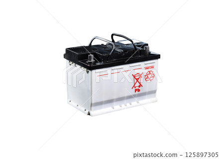 Old Car Battery Isolated with clipping path Old Car Battery Isolated with clipping path 125897305