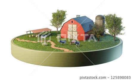 Rural landscape with cattle Rural landscape with cattle 125898083