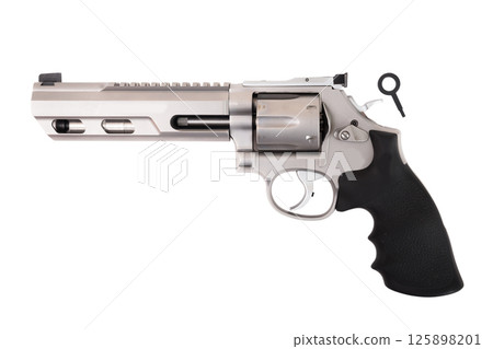 Modern firearms - revolver on white background 125898201