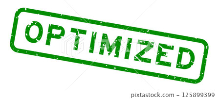 Grunge green optimized word square rubber seal stamp on white background 125899399