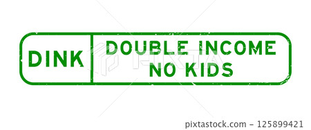 Grunge green DINK Double income, no kids word square rubber seal stamp on white background 125899421