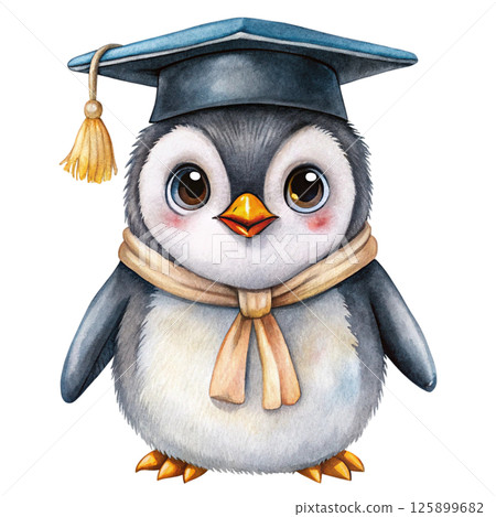 The cutest animals in the world  wearing graduation caps White Background 125899682
