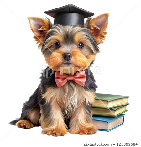 The cutest animals in the world wearing graduation caps White Background The cutest animals in the world wearing graduation caps White Background 125899684