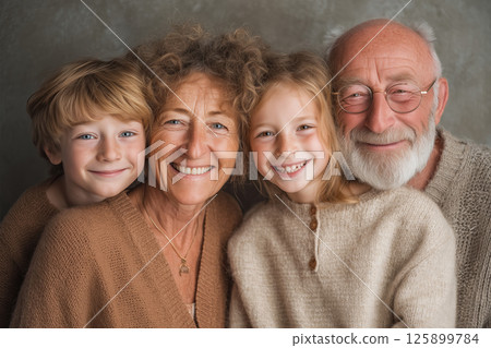 Family bonds shine bright in a warm embrace with laughter and love 125899784
