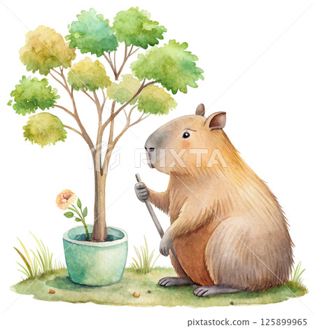 Capybara plant a tree Earth Day Capybara plant a tree Earth Day 125899965
