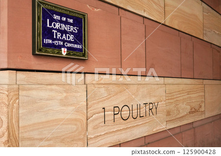 Site of Loriners' Trade sign on the wall of No 1 Poultry in London 125900428