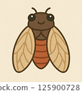可愛的蟬角色的插圖 125900728
