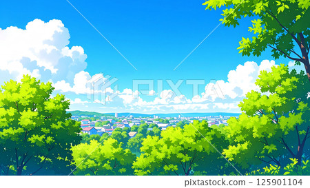 Fresh greenery and streetscape 125901104