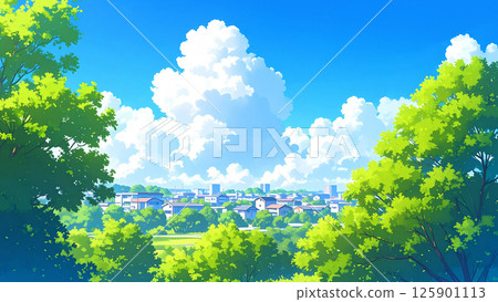 新鮮的綠植和街景 125901113