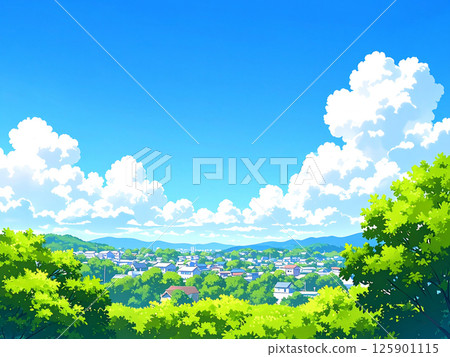Fresh greenery and streetscape 125901115