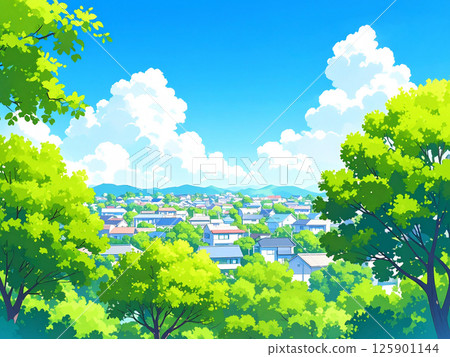 新鮮的綠植和街景 125901144
