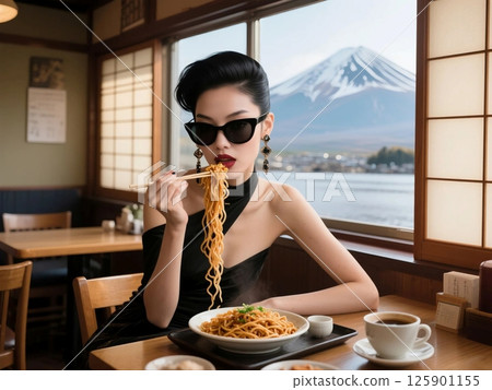 Supermodel eating yakisoba 125901155