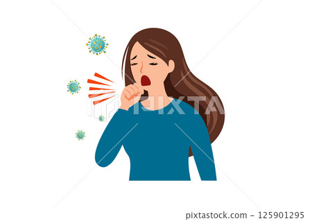 咳嗽的女人圖標 咳嗽的女人圖標 125901295