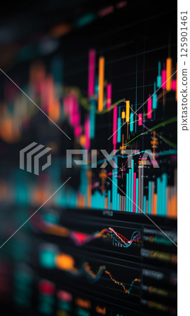 Business Investment and Economic Growth Chart with Financial Graphs on Dark Background 125901461