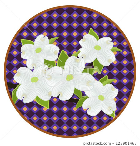 具有圓形背景的山茱萸插圖 具有圓形背景的山茱萸插圖 125901465