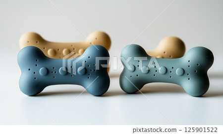 Dog Chew Toy, non-toxic rubber bone toy for dogs on a light background. 125901522