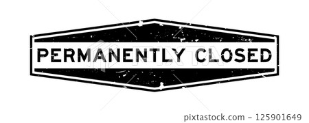 Grunge black permanently closed word hexagon rubber seal stamp on white background Grunge black permanently closed word hexagon rubber seal stamp on white background 125901649
