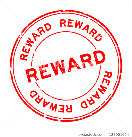 Grunge red reward word round rubber seal stamp on white background 125901654