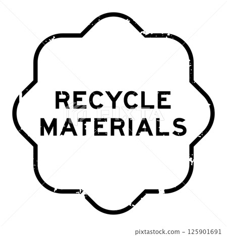 Grunge black recycle materials word rubber seal stamp on white background 125901691