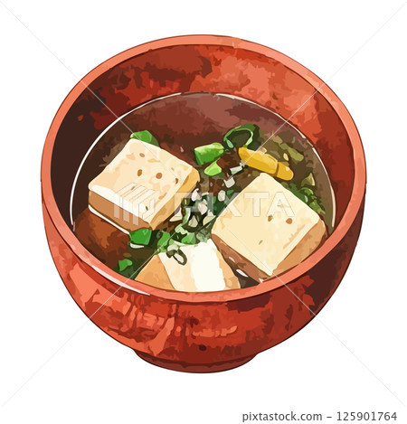 味噌湯水彩插圖 - AI生成 125901764