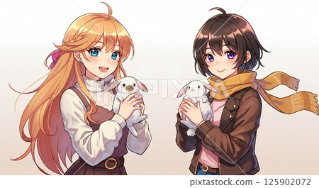 抱著兔子的婦女 抱著兔子的婦女 125902072