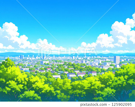 新鮮的綠植和街景 125902095