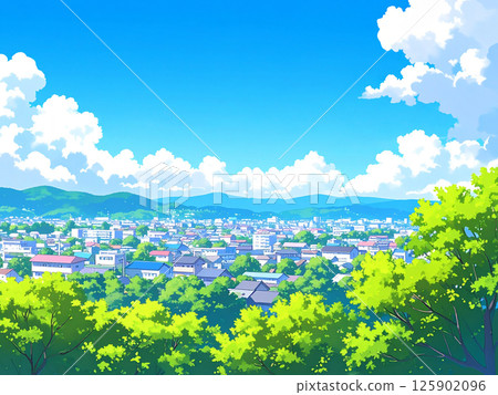 新鮮的綠植和街景 125902096