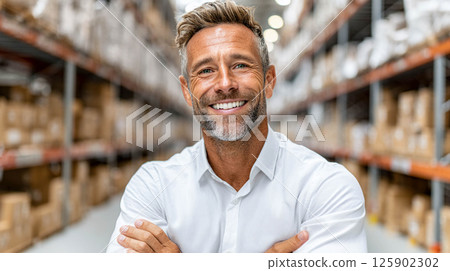 man, warehouse, portrait 125902302