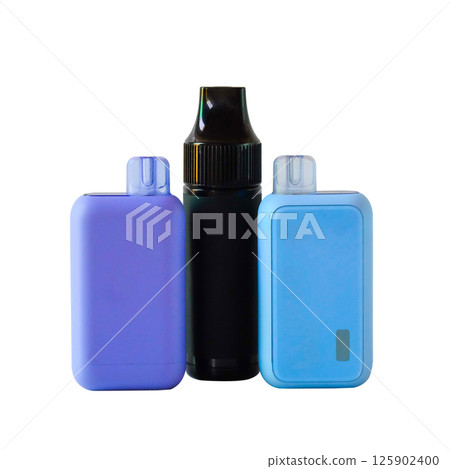 Electronic cigarette that simulates tobacco smoking on a white background. 125902400