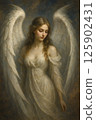 Female angel in a beautiful white dress 125902431