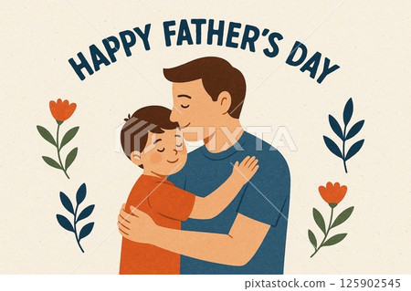 Father's Day Hug  AI Generated Illustration 125902545