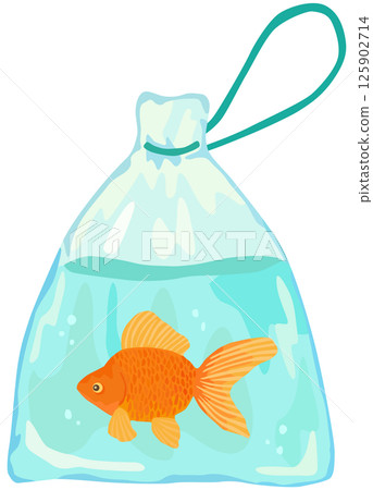 Goldfish scooping Ryukin vector material 125902714