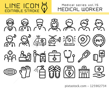 Line Icon Medical Series vol.15 Medical Professionals Line Icon Medical Series vol.15 Medical Professionals 125902734