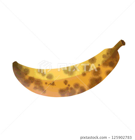 Ripe banana with brown spots on the skin / Fruit illustration material 125902783