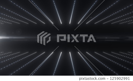 Minimalistic black and white futuristic grid with glowing white lines, symbolizing modern technology and digital space 125902991