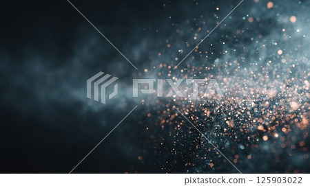 Abstract Sparkling Dusk Particles in Motion Against Dark Background 125903022