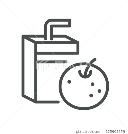 Orange Juice Carton Icon. Simple Line Illustration of Packaged Citrus Beverage with Straw, Representing Healthy Vitamin C Drink and Convenient Takeaway Refreshment. Orange Juice Carton Icon. Simple Line Illustration of Packaged Citrus Beverage with Straw, Representing Healthy Vitamin C Drink and Convenient Takeaway Refreshment. 125903359