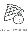 Orange Pie Icon. Simple Line Illustration of a Citrus Dessert Slice with Pastry Crust, Representing Sweet Bakery Treat and Seasonal Flavor. 125903361