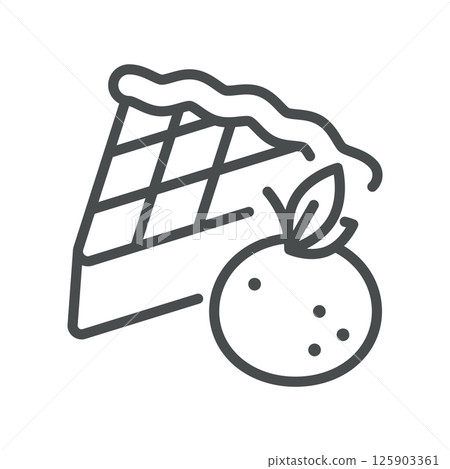 Orange Pie Icon. Simple Line Illustration of a Citrus Dessert Slice with Pastry Crust, Representing Sweet Bakery Treat and Seasonal Flavor. 125903361