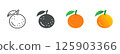 Orange Color Variations Icon Set. Simple Line and Filled Illustrations of Citrus Fruit Showing Outline, Solid, Flat, and Gradient Styles for Versatile Branding and UI. 125903366