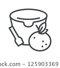 Orange Sorbet Icon. Simple Line Illustration of a Frozen Citrus Dessert in Cup with Spoon, Representing Refreshing Summer Treat. Orange Ice Cream Isolated Symbol  125903369