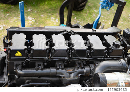 Fuel system,engine assembly. A highly detailed shot of turbocharger components. 125903683